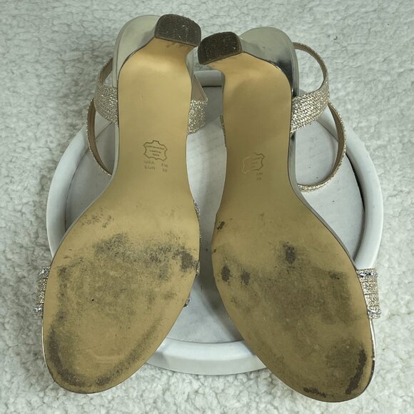 Nina Sandals Womens Sz 9 Gerri Slingback Silver Rhinestones 2.5 Inch Heels - Picture 9 of 10